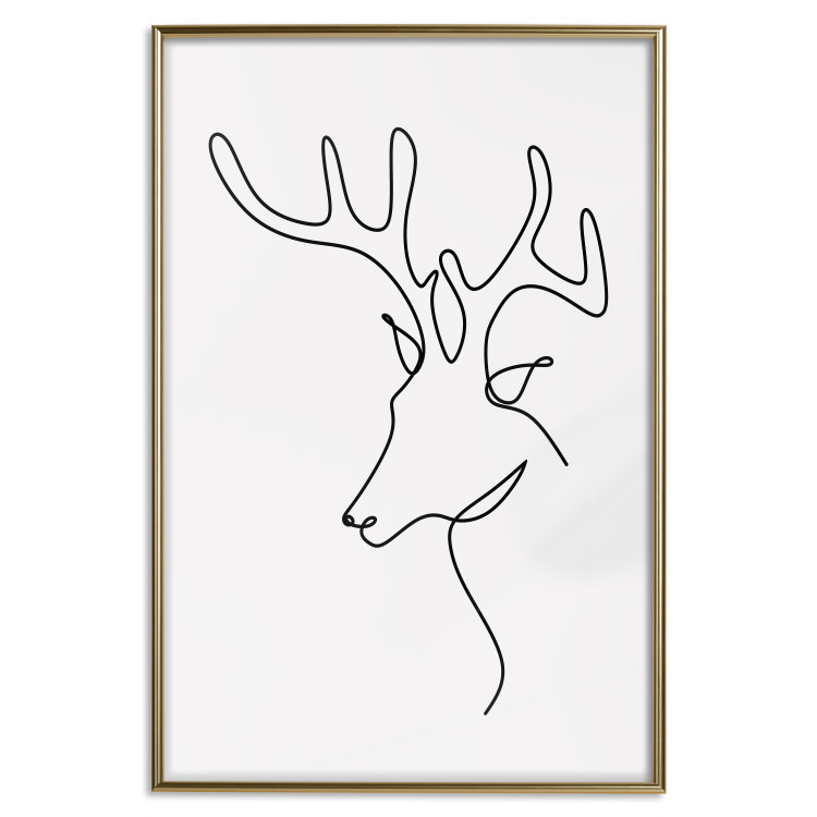 Poster Thoughtful Deer - black line art of a deer on a solid light background 130737 additionalImage 21