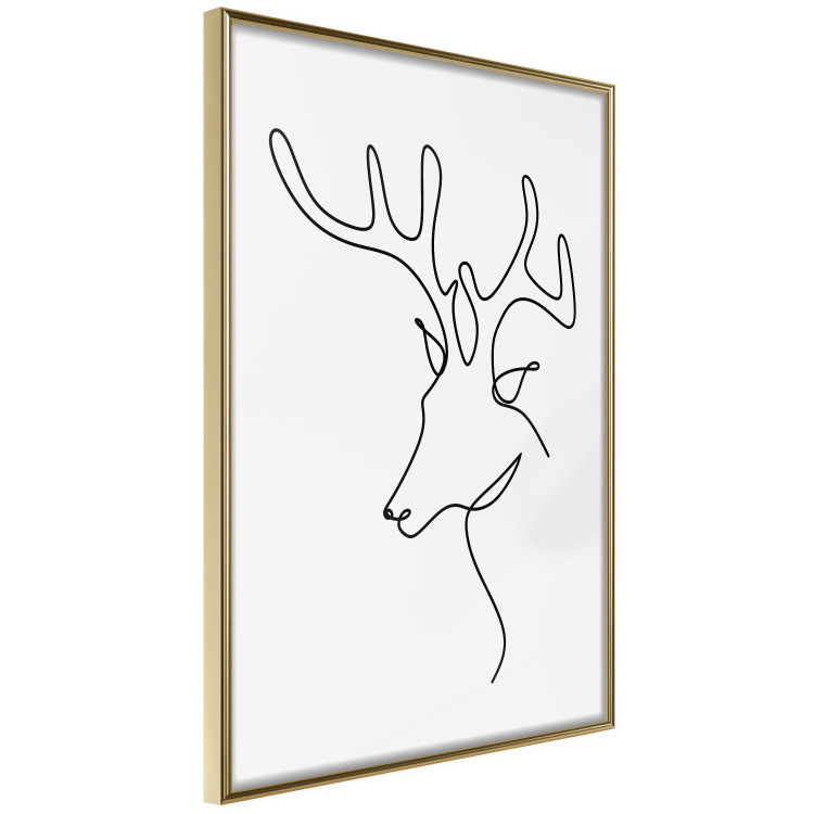 Poster Thoughtful Deer - black line art of a deer on a solid light background 130737 additionalImage 12