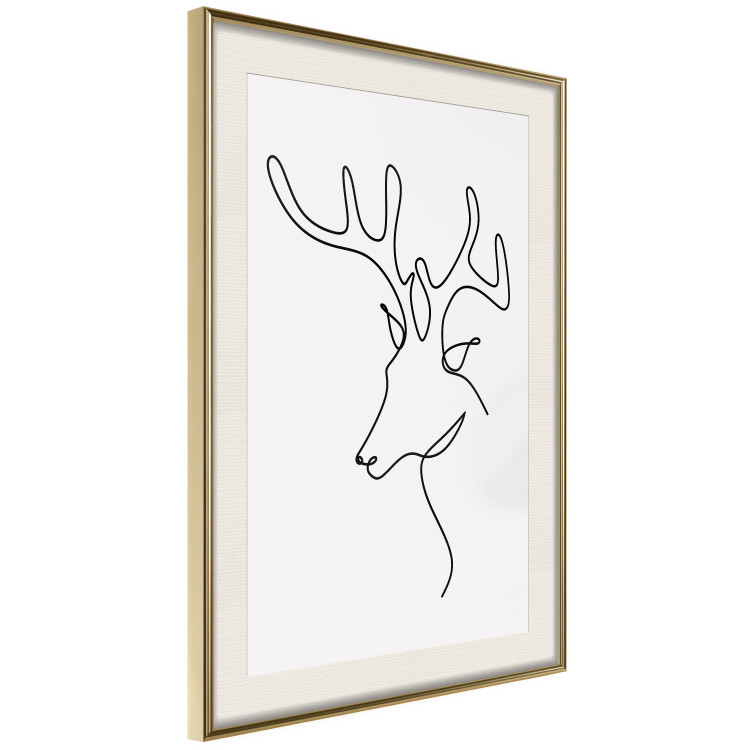 Poster Thoughtful Deer - black line art of a deer on a solid light background 130737 additionalImage 3