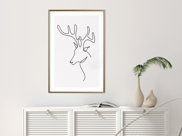 Poster Thoughtful Deer - black line art of a deer on a solid light background 130737 additionalImage 15