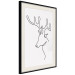 Poster Thoughtful Deer - black line art of a deer on a solid light background 130737 additionalThumb 2
