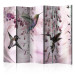 Room Divider Screen Flying hummingbirds (pink) II (5-piece) - colorful birds amidst nature 132637