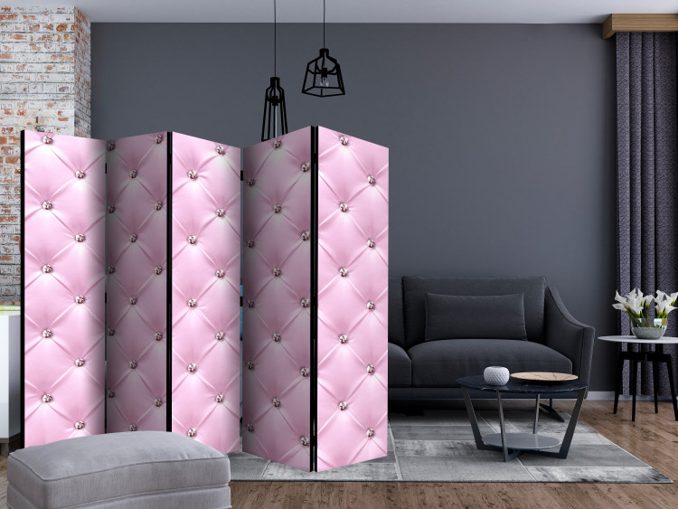 Folding Screen Pink Lady II (5-piece) - composition adorned with small crystals 132737 additionalImage 4