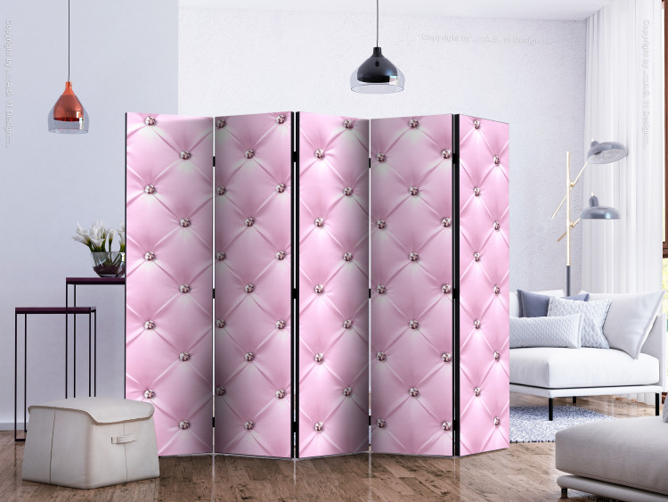 Folding Screen Pink Lady II (5-piece) - composition adorned with small crystals 132737 additionalImage 2