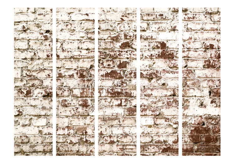 Folding Screen Time Streaks II (5-piece) - composition with old brick texture 132837 additionalImage 3