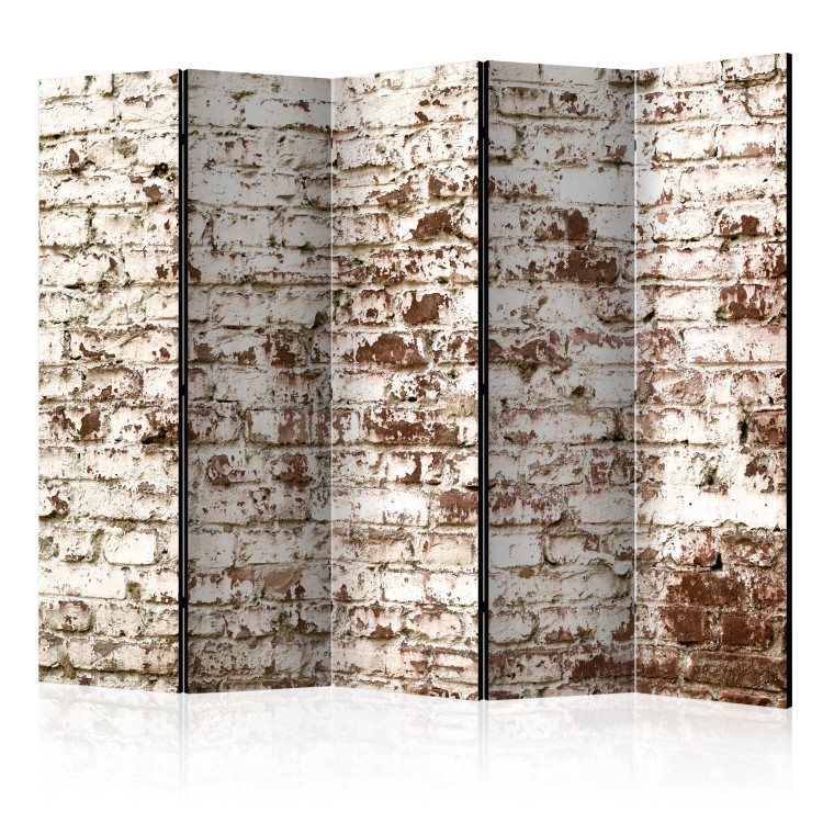 Folding Screen Time Streaks II (5-piece) - composition with old brick texture 132837