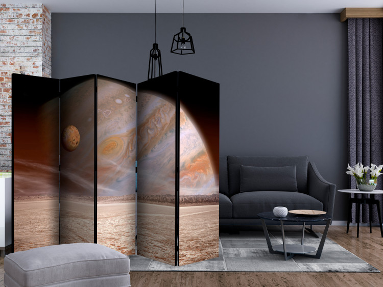 Folding Screen Small and Big Planet II (5-piece) - space fantasy in beige tones 132937 additionalImage 4