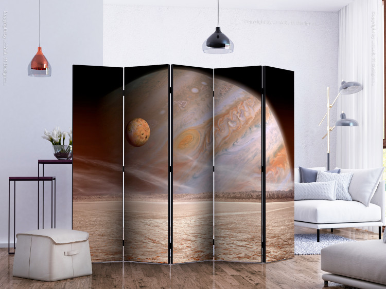 Folding Screen Small and Big Planet II (5-piece) - space fantasy in beige tones 132937 additionalImage 2