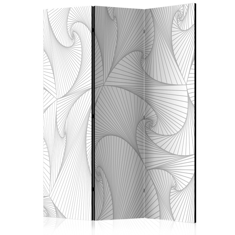 Room Separator Avant-garde Fan (3-piece) - white pattern in geometric figures 133037