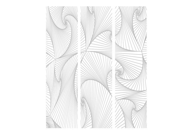 Room Separator Avant-garde Fan (3-piece) - white pattern in geometric figures 133037 additionalImage 3