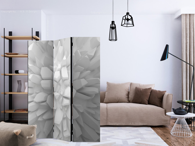Room Divider Screen White Dahlia - uneven white geometric figures in zen style 133637 additionalImage 4
