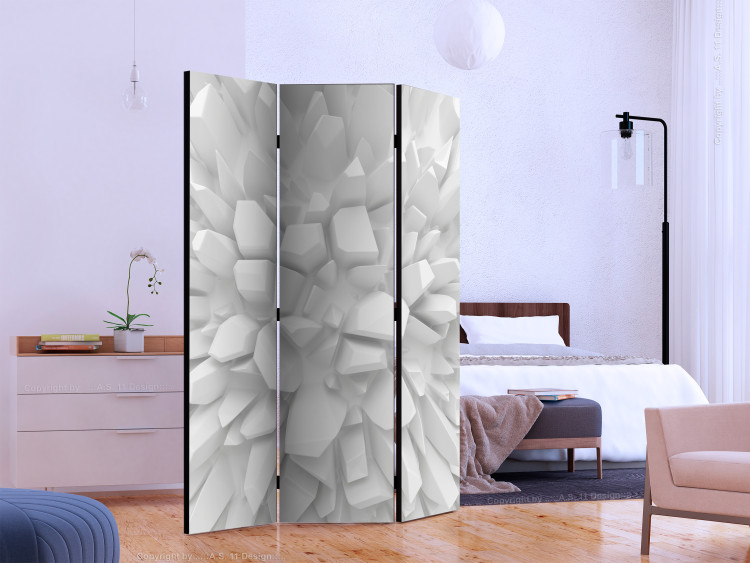 Room Divider Screen White Dahlia - uneven white geometric figures in zen style 133637 additionalImage 2
