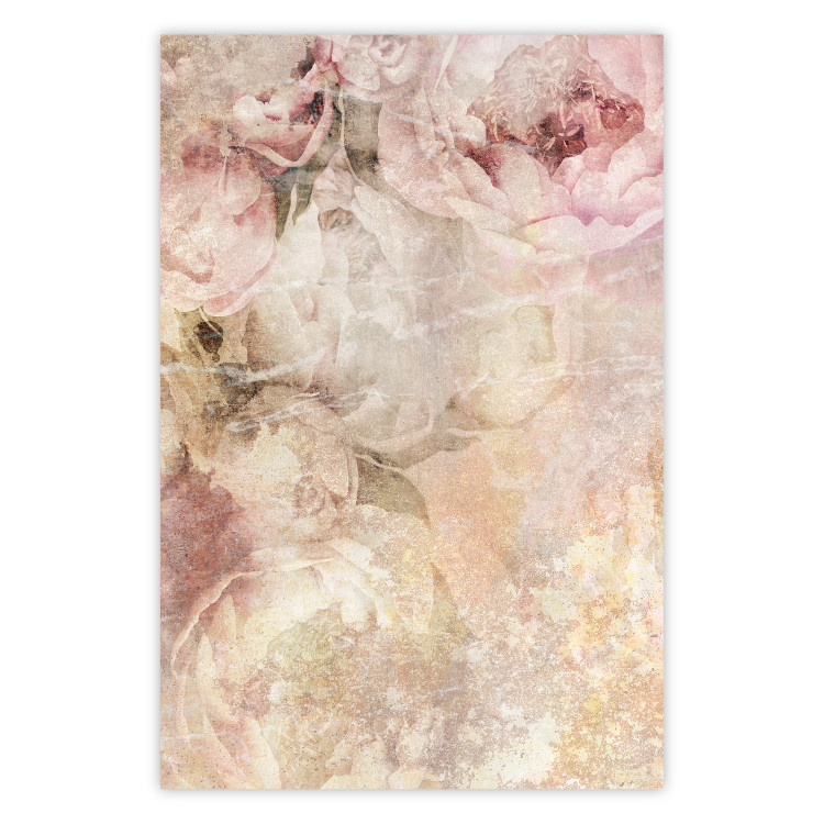 Poster Late Summer - warm floral composition with pink peony flowers 136037