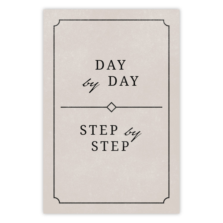 Wall Poster Day by Day - simple composition with English text on a beige background 137237