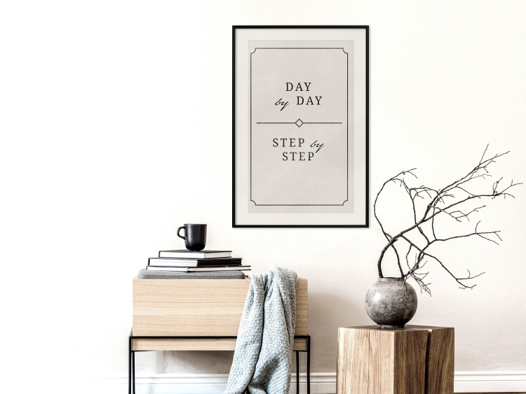 Wall Poster Day by Day - simple composition with English text on a beige background 137237 additionalImage 20