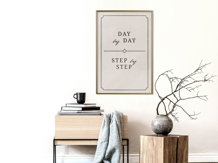 Wall Poster Day by Day - simple composition with English text on a beige background 137237 additionalImage 11