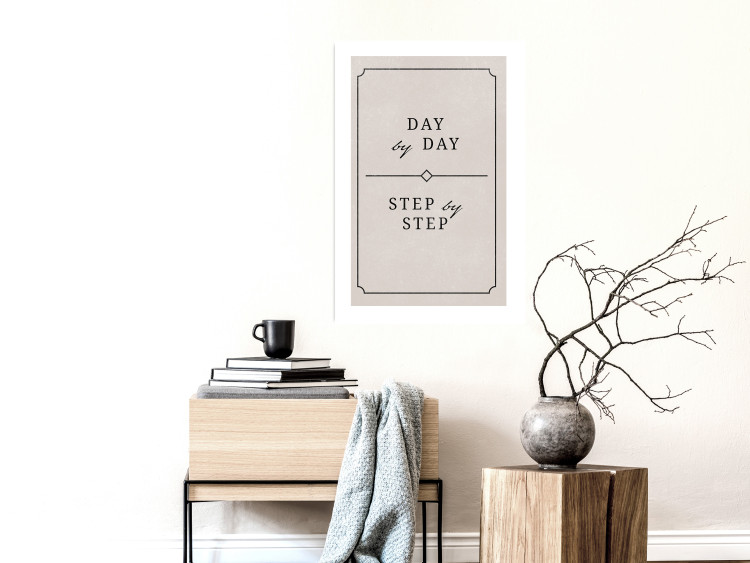 Wall Poster Day by Day - simple composition with English text on a beige background 137237 additionalImage 6