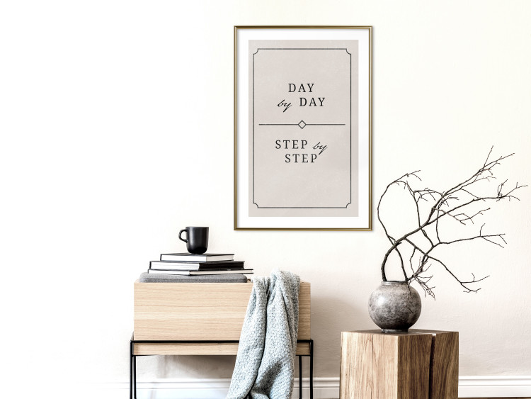 Wall Poster Day by Day - simple composition with English text on a beige background 137237 additionalImage 13