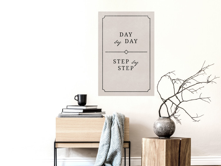 Wall Poster Day by Day - simple composition with English text on a beige background 137237 additionalImage 8