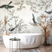 Wall Mural Birds in the garden - minimalist tree landscape with leaves and flowers 138837 additionalThumb 8