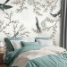 Wall Mural Birds in the garden - minimalist tree landscape with leaves and flowers 138837 additionalThumb 2