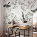 Wall Mural Birds in the garden - minimalist tree landscape with leaves and flowers 138837