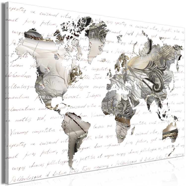 Canvas Art Print Between the Lines (1-piece) Wide - world map and abstraction 143137 additionalImage 2
