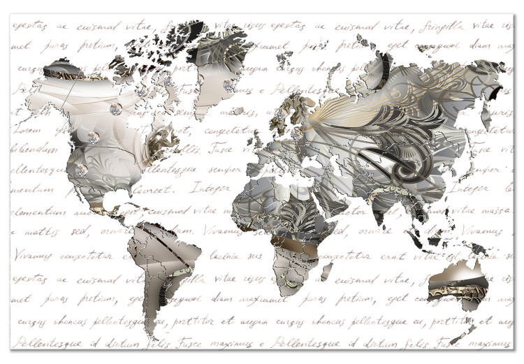 Canvas Art Print Between the Lines (1-piece) Wide - world map and abstraction 143137