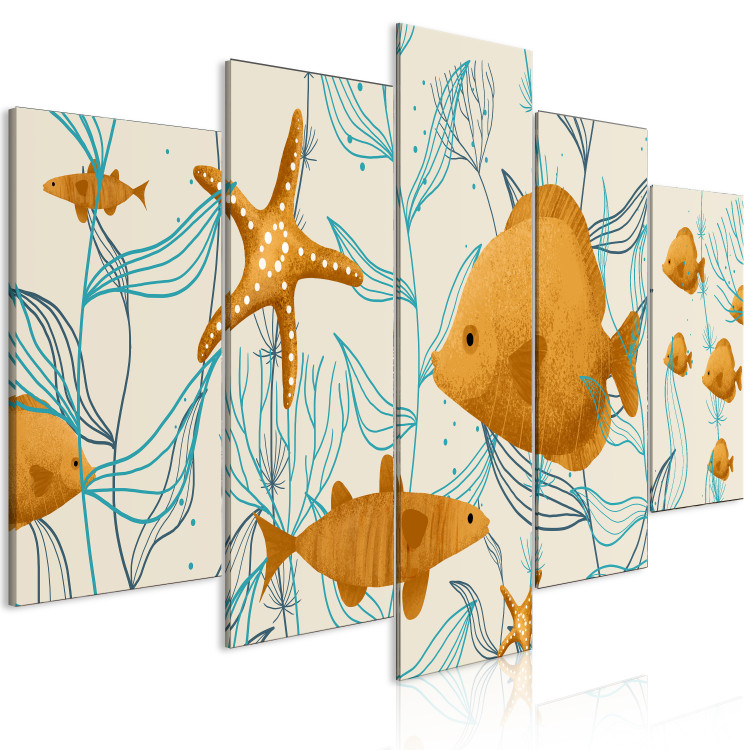 Canvas Ocean Adventure (5-piece) Wide - fish and algae on the seabed 143737 additionalImage 2