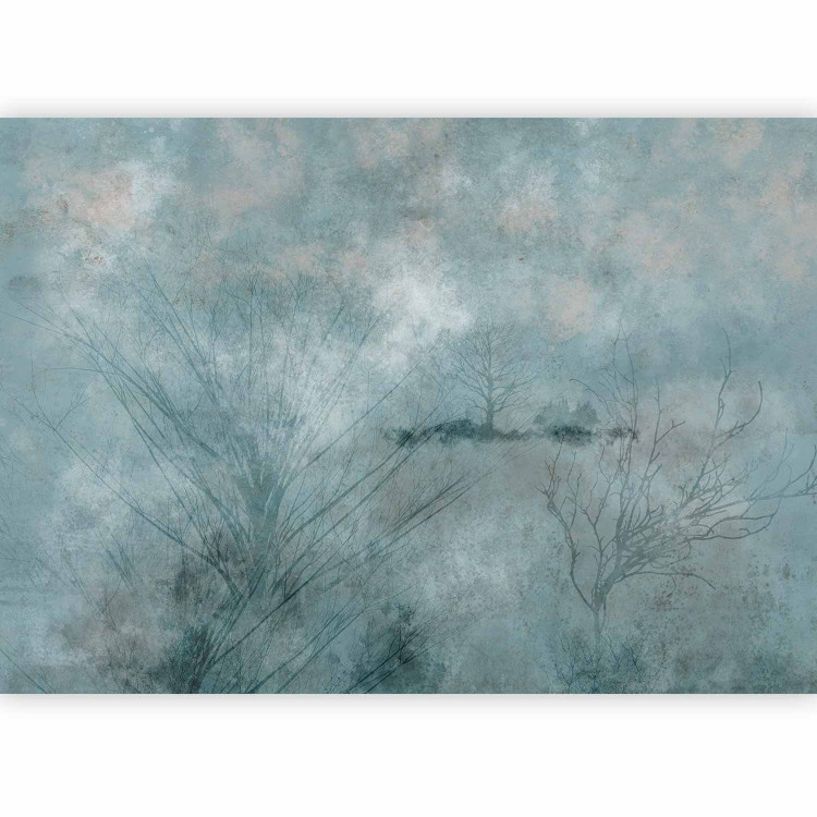 Wall Mural Winter abstraction - landscape with leafless trees in blue 143937 additionalImage 1