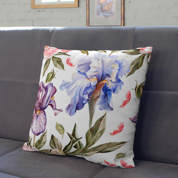 Decorative Microfiber Pillow Morning among the irises - a plant composition in cottagecore style cushions 146837 additionalImage 2