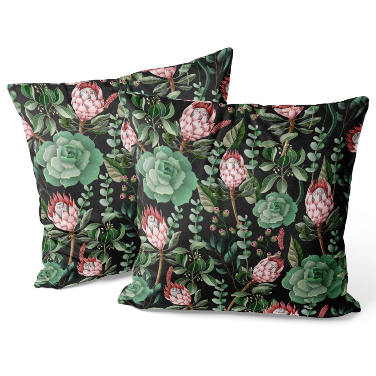 Decorative Velor Pillow Cactus gallery - graphic composition of succulents on black background 147137 additionalImage 3