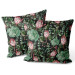 Decorative Velor Pillow Cactus gallery - graphic composition of succulents on black background 147137 additionalThumb 3