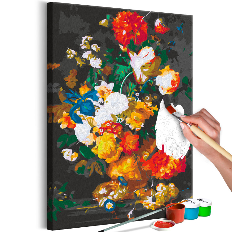 Paint by Number Kit Baroque Nature - Sumptuous Bouquet of Colorful Flowers against a Dark Background 147337 additionalImage 6