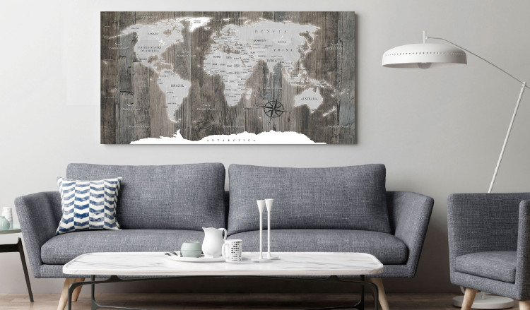 Large canvas print World Map: Wooden World II [Large Format] 149137 additionalImage 5