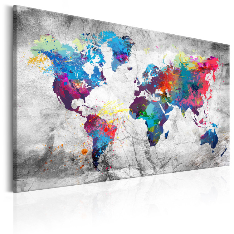 Canvas Print World Map: Grey Style 150037 additionalImage 2