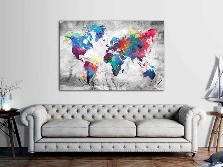 Canvas Print World Map: Grey Style 150037 additionalImage 3