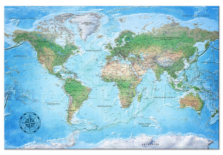 Large canvas print World Map with Compass [Large Format] 150737