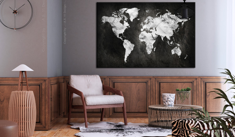 Large canvas print Black and White Map of the World [Large Format] 150837 additionalImage 5
