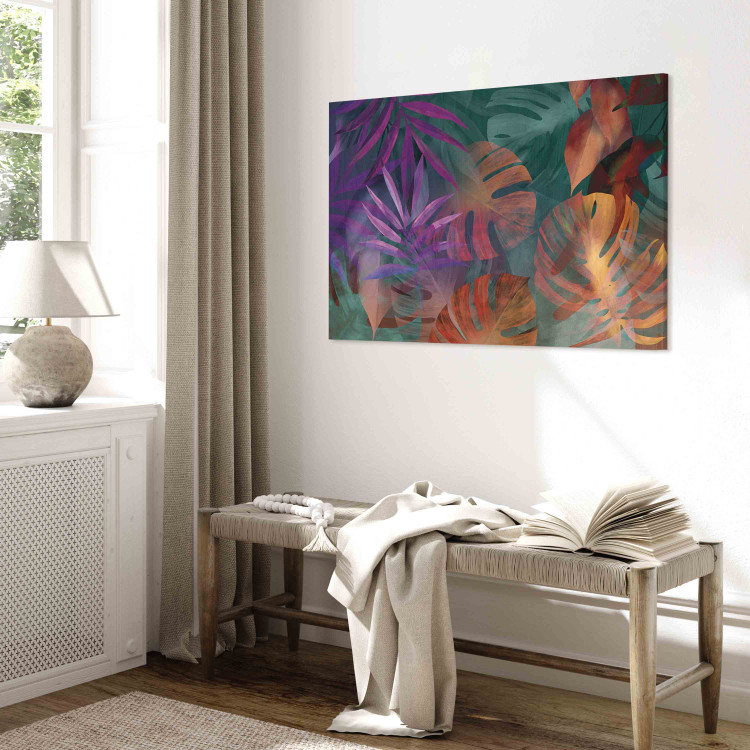 Canvas Colorful Nature - A Composition of Energetic Palm Leaves and Monstera 151237 additionalImage 5