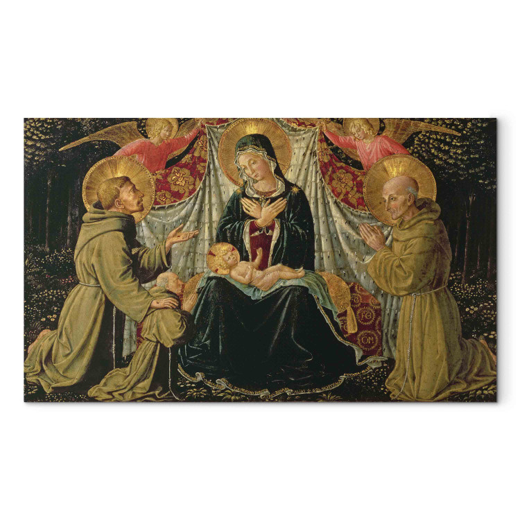 Art Reproduction Madonna and Child with St. Francis and the donor Fra Jacopo da Montefalco (left) and St. Bernardino of Siena (right) 153337