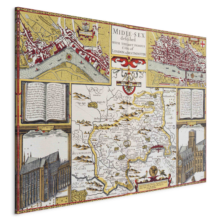 Reproduction Painting Midle-sex described with the most famous cities of London and Westminster, from Speed's 'Theatre of the Empire of Great Britain' 153837 additionalImage 2
