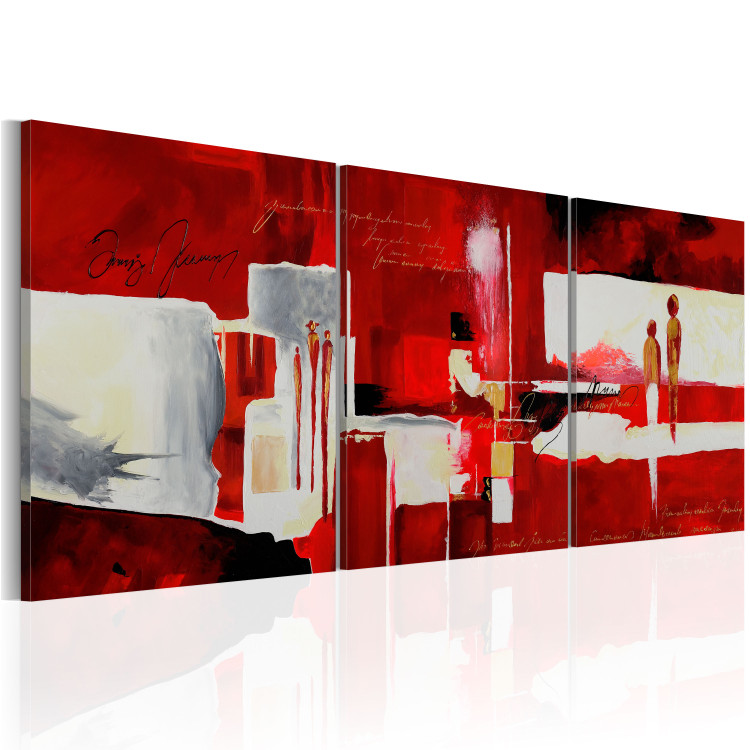 Canvas Print Silhouettes (3-piece) - abstract red fantasy with designs 46937 additionalImage 2