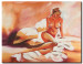 Canvas Print In Bed (1-piece) - nude portrait of a woman on an orange background 47537