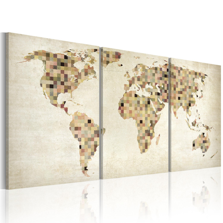 Canvas Art Print The World map - squares 55337 additionalImage 2