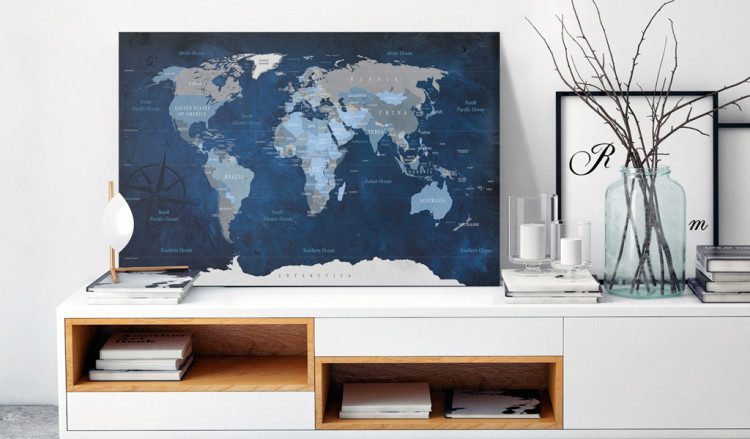 Decorative Pinboard Dark Blue World [Cork Map] 93937 additionalImage 3