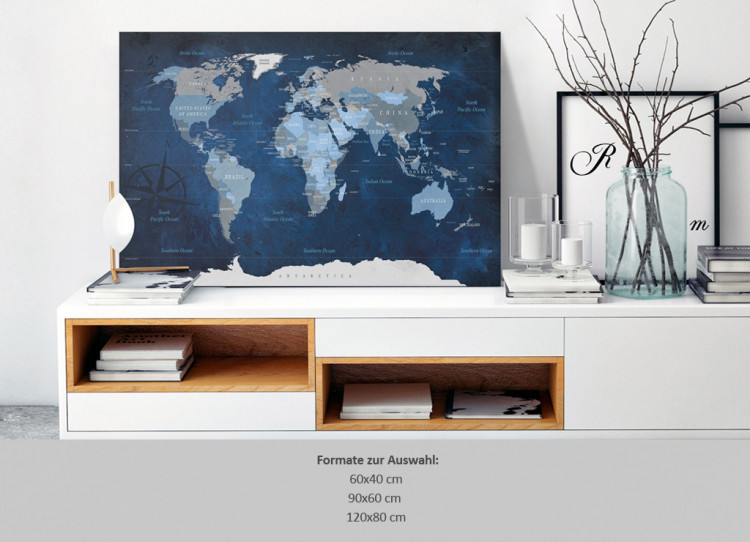 Decorative Pinboard Dark Blue World [Cork Map] 93937 additionalImage 7