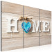 Canvas Print Heart of Home in Retro (3-part) - English Text on Wooden Background 94837 additionalThumb 2