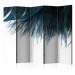 Room Divider Screen Navy Feather II - romantic blue feather on light-white background 97437