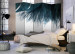 Room Divider Screen Navy Feather II - romantic blue feather on light-white background 97437 additionalThumb 2